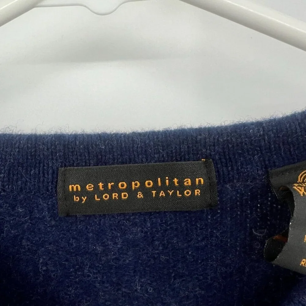NWT Metropolitan by Lord and Taylor 100% Wool Navy V-Neck Sweater Men's XL